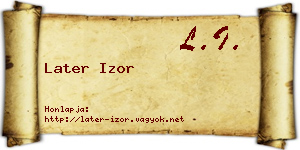 Later Izor névjegykártya